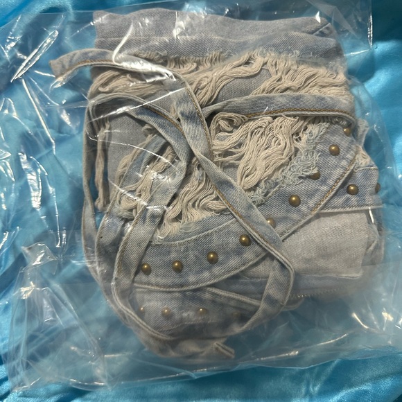 NWT What She Needs Distressed Denim Mini Dress - Picture 2 of 3